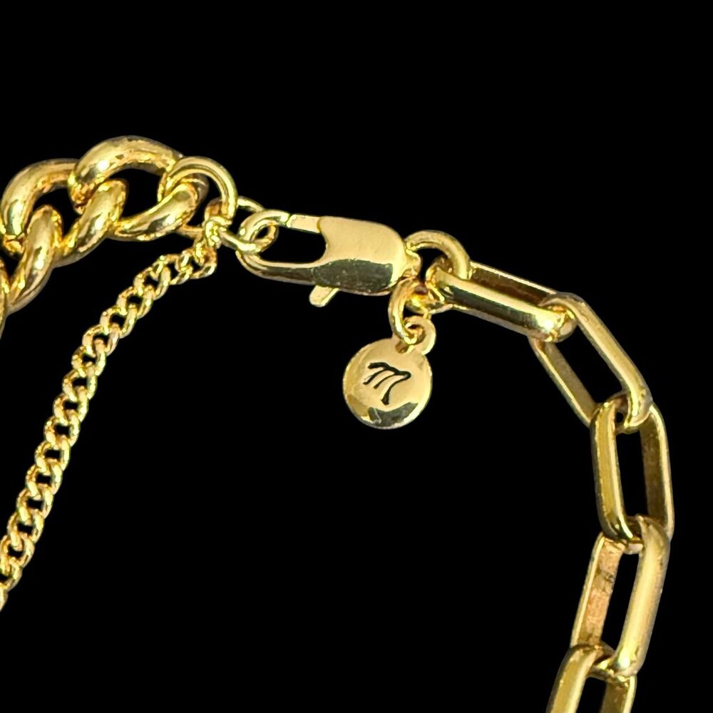 Madewell Gold Plated Brass Dual-Link Chain Necklace Curb Link Paperclip - Picture 7 of 13